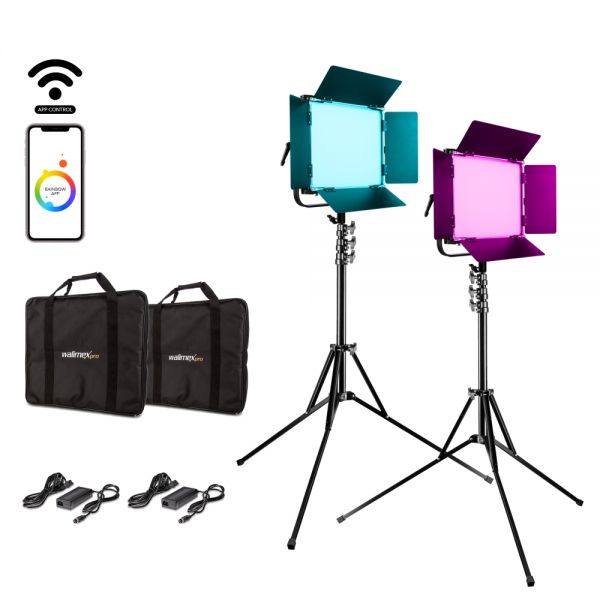 Walimex pro LED Rainbow 100W RGBWW Set 2 (2x Rainbow 100W, 2x Lampenstativ GN-806)