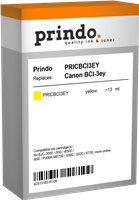 Prindo Tintenpatrone Gelb PRICBCI3EY BCI-3 13ml kompatibel mit Canon BCI-3ey (4482A002)