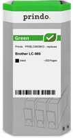 Prindo Tintenpatrone Schwarz PRIBLC980BKG Green ~300 Seiten Prindo GREEN: Recycelt &amp; aufwendig aufbe