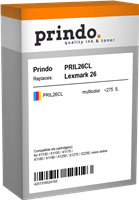 Prindo Tintenpatrone mehrere Farben PRIL26CL 26 ~275 Seiten kompatibel mit Lexmark 26 (10N0026E)