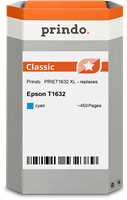 Prindo Tintenpatrone cyan PRIET1632 T1632 ~450 Seiten Prindo CLASSIC: DIE Alternative, Top Qualität,