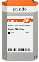 Prindo Tintenpatrone schwarz PRICCLI521BK CLI-521 9ml Prindo CLASSIC: DIE Alternative, Top Qualität,