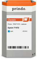 Prindo Tintenpatrone Cyan PRIET1572 T1572 25.9ml Prindo CLASSIC: DIE Alternative, Top Qualität, voll