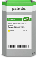 Prindo Tintenpatrone Gelb PRICCLI551YXLG Green 11ml Prindo GREEN: Recycelt &amp; aufwendig aufbereitet,