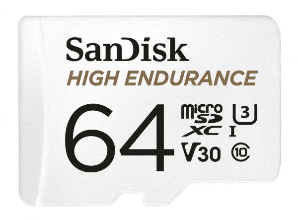 SanDisk High Endurance 64 GB microSDXC Karte mit SD-Adapter, C10, U3, V30