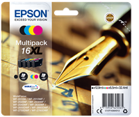 Epson Multipack Schwarz / Cyan / Magenta / Gelb C13T16364012 T1636 4 Tintenpatronen XL: T1631 + T163