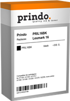 Prindo Tintenpatrone Schwarz PRIL16BK 16 ~335 Seiten kompatibel mit Lexmark 16 (10N0016E)