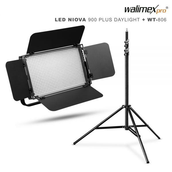 Walimex pro LED Niova 900 Plus Daylight 54W Set mit WT-806 Stativ