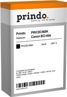 Prindo Tintenpatrone Schwarz PRICBCI6BK BCI-6BK ~280 Seiten kompatibel mit Canon BCI-6bk (4705A002)